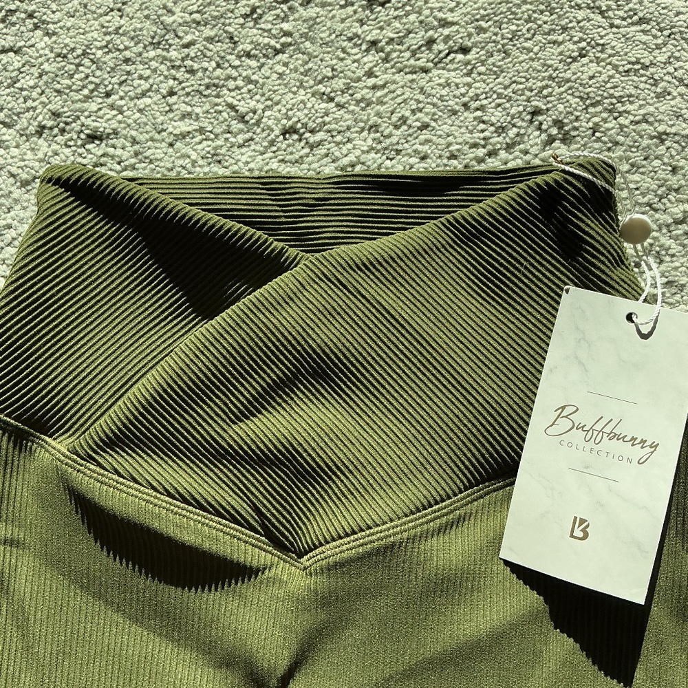 BuffBunny Olive Green Ribbed Pencil Skirt